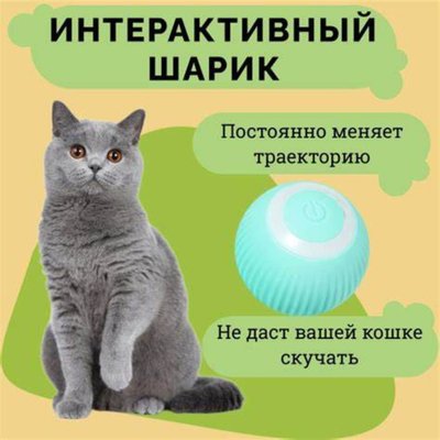 Інтерактивна смарт іграшка м'ячик, що обертається, для котів і маленьких собак 84635252 фото