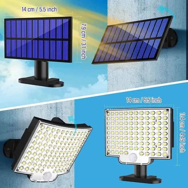 Світильник на сонячній батареї з датчиком руху Solar wall lamp SMD104 фото