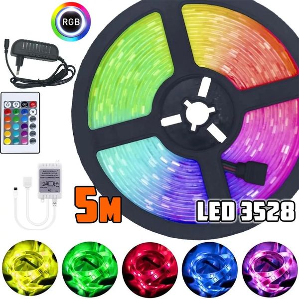 Світлодіодна стрічка багатоколірна RGB 3528(5м, Led, c пультом) N3528 фото